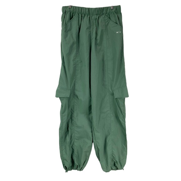 Wilo The Label Pants - WILO The Label Green Nylon Cargo Pants Elastic Waist Jogger Bottoms Womens M